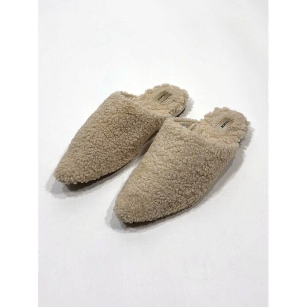 Birdies The Lark Sherpa Shearling Mule Slide Flats Ivory - Size 7.5